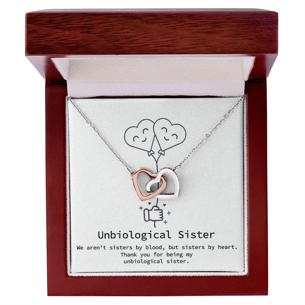 Unbiological Sister Necklace Big Little Sorority Soul Sister Best Friend Gift Bff Gift Sister In Law Necklace Step Sister Gift Interlocking Hearts Necklace