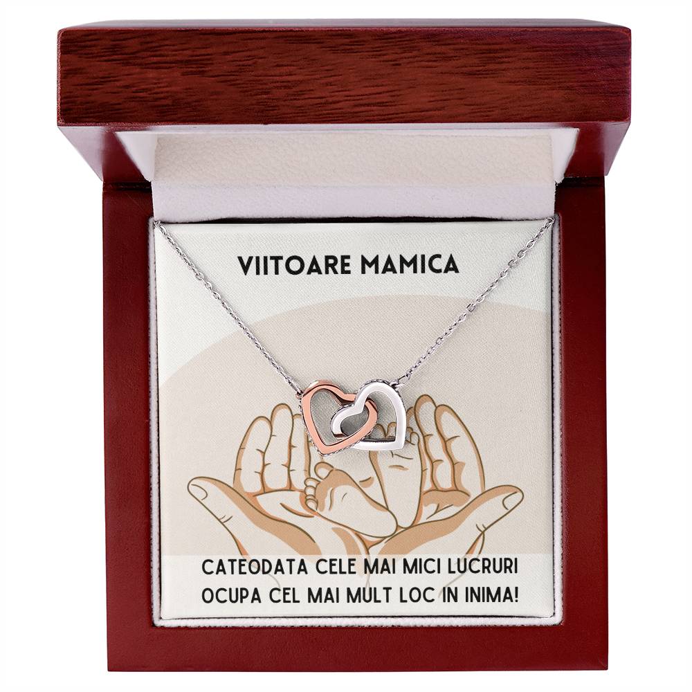 Colier Inimi Conectate Pentru Viitoare Mamica Interlocking Hearts Necklace
