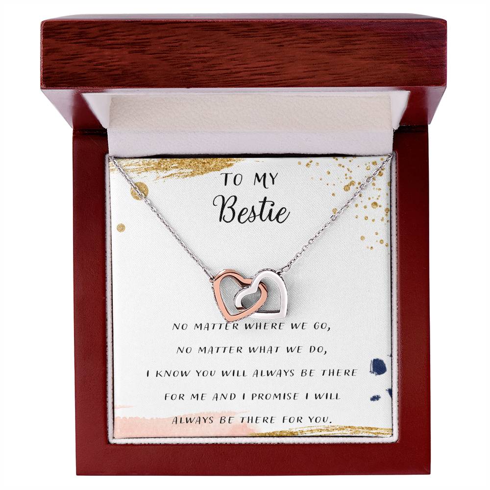 To My Bestie I Laugh A Little Louder Because Of You Interlocking Hearts Necklace