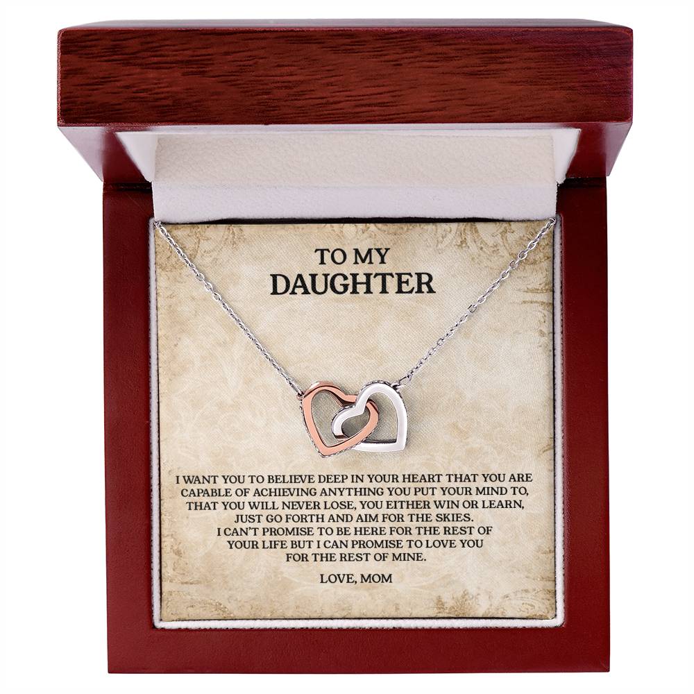 To My Daughter - Love Mom Interlocking Hearts Necklace