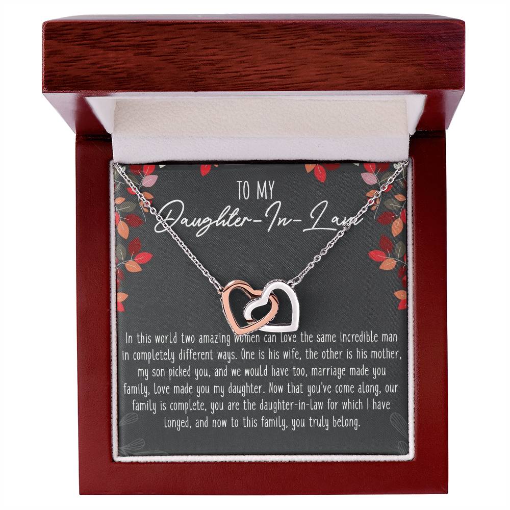 To My Daughter-In-Law Interlocking Hearts Necklace Message Card