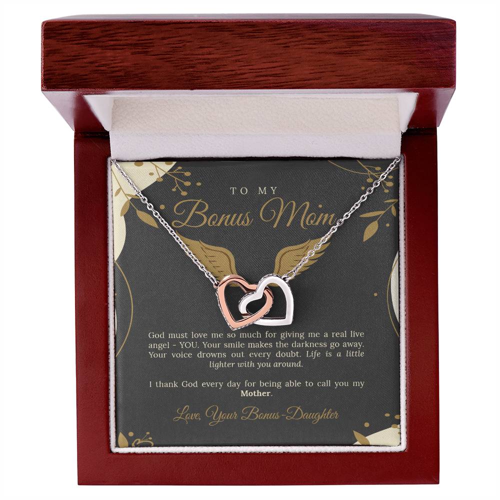 To My Bonus Mom Interlocking Hearts Necklace
