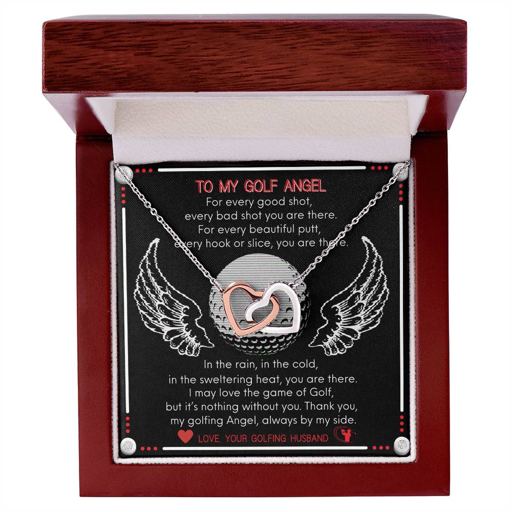 To My Golf Angel - Never Ending Love Necklace - From Your Golfing Husband Interlocking Hearts Necklace