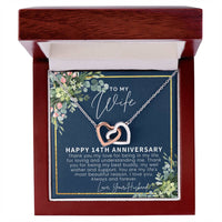 14 Year Wedding Anniversary Gift For Wife 14Th Anniversary Gift For Her 14 Year Anniversary Gift Ideas 14Th Anniversary Gifts Interlocking Hearts Necklace