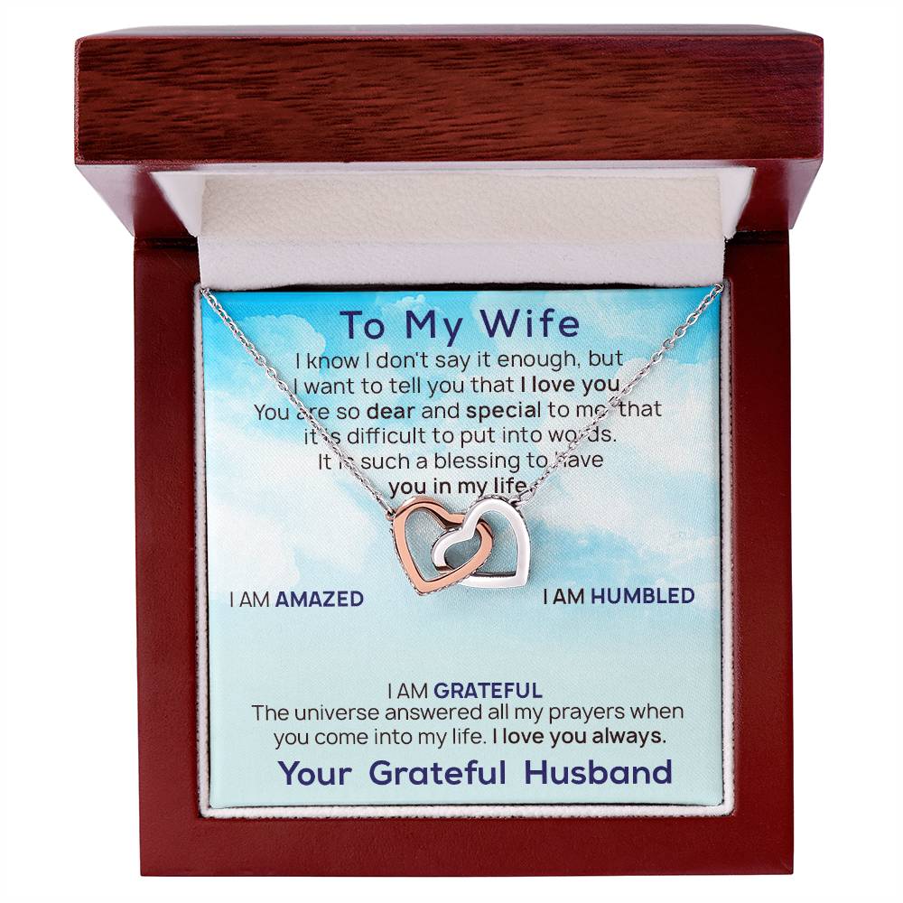 To My Wife Necklace Birthday Gift For Wife Valentine Gift For Wife Anniversary Gifts Necklace For Wife Appreciation Gift For Wife Interlocking Hearts Necklace