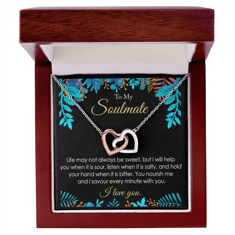 Soulmate Sweet And Sour Life Necklace Gift Friend Partner Relative Interlocking Hearts Necklace