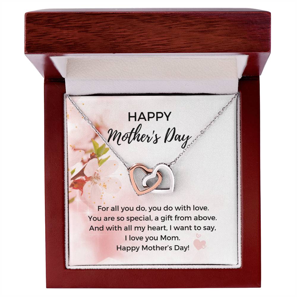 Mother'S Day Heart Necklace - 316 Steel With 18K Rose Gold Finish And Cubic Zirconia Stones - In The U.S.A. 🇺🇸 Interlocking Hearts Necklace