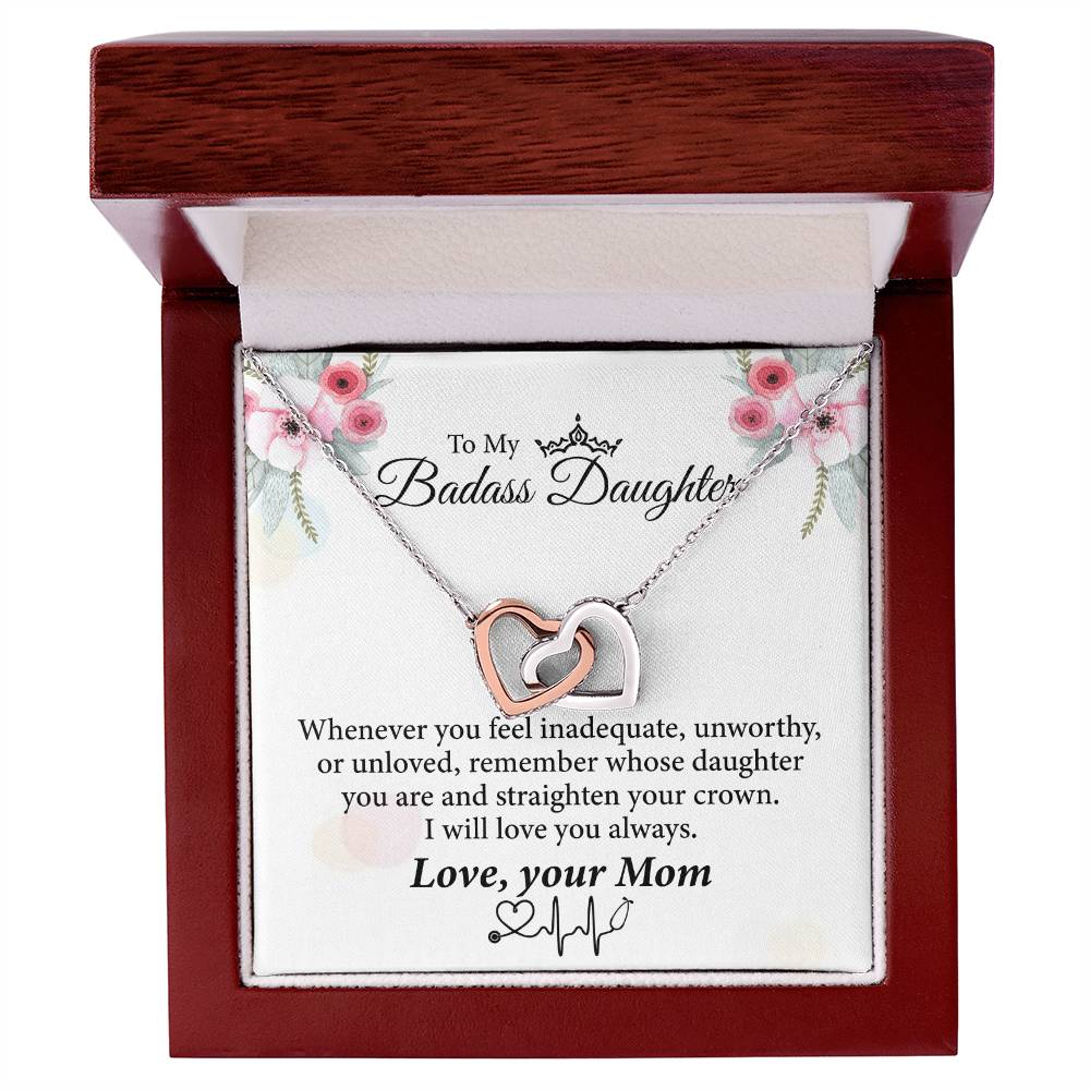 To My Badass Daughter Necklace From Mom👩‍⚕️ Interlocking Hearts Necklace