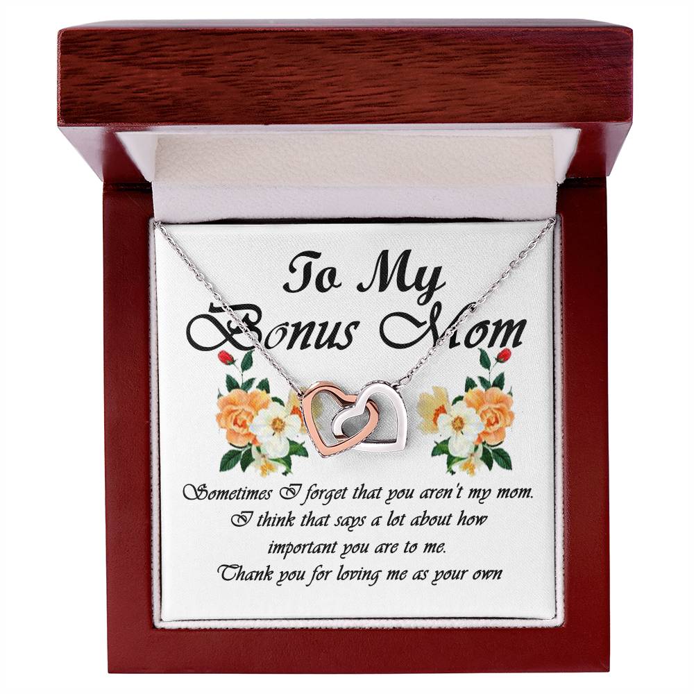 To My Bonus Mom Interlocking Hearts Necklace