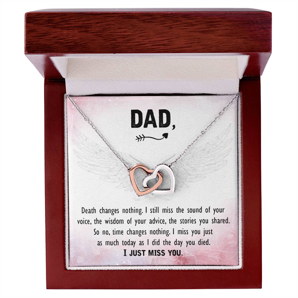Personal Father Memorial Remember Dad Necklace Gift For Loss Dad Angel Wing Condolence Jewelry Grieving Friend Gift Interlocking Hearts Necklace