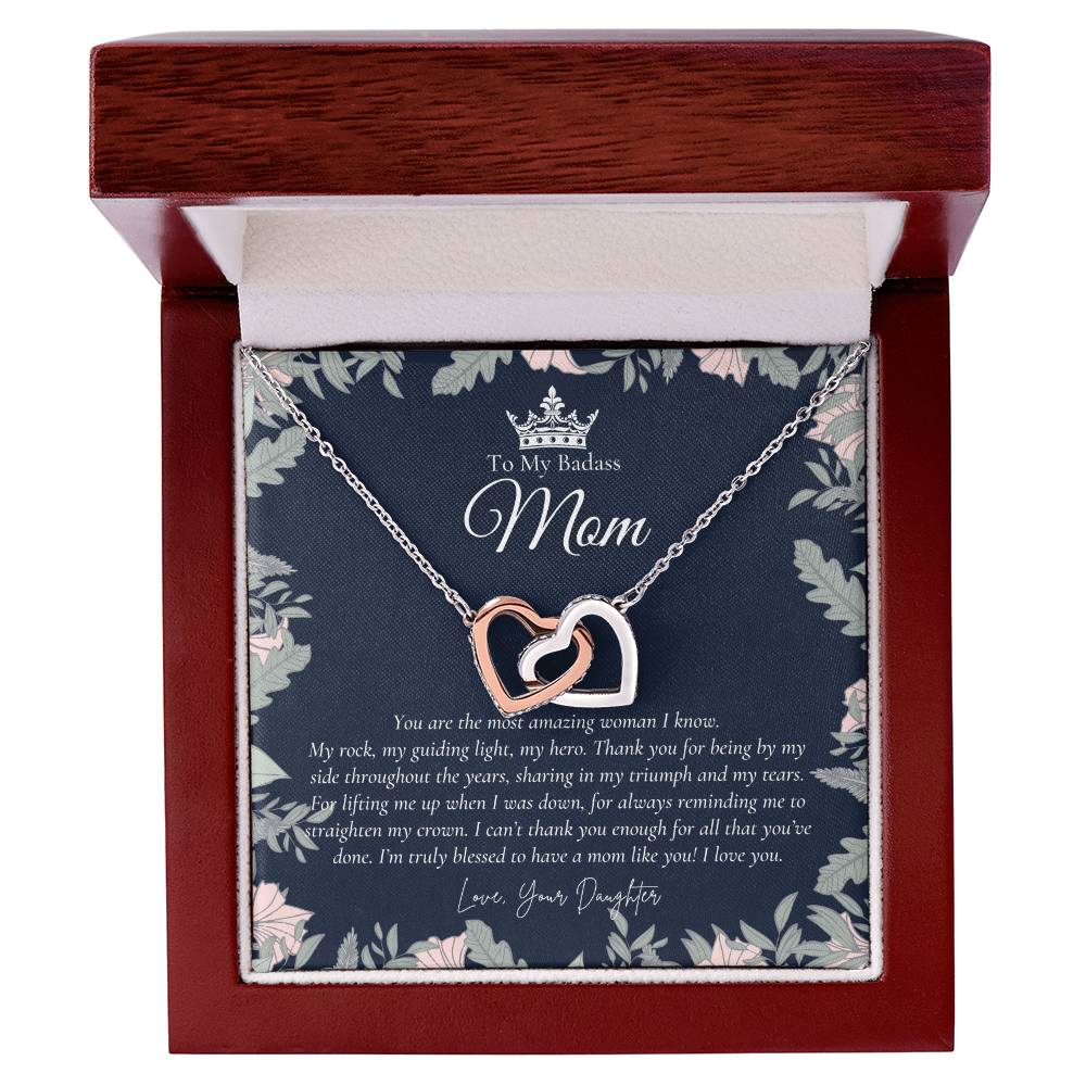 To My Beautiful Mom Necklace Badass Mom Gift Mother’S Day Gift Birthday Gift Gift From Daughter On Wedding Day Interlocking Hearts Necklace