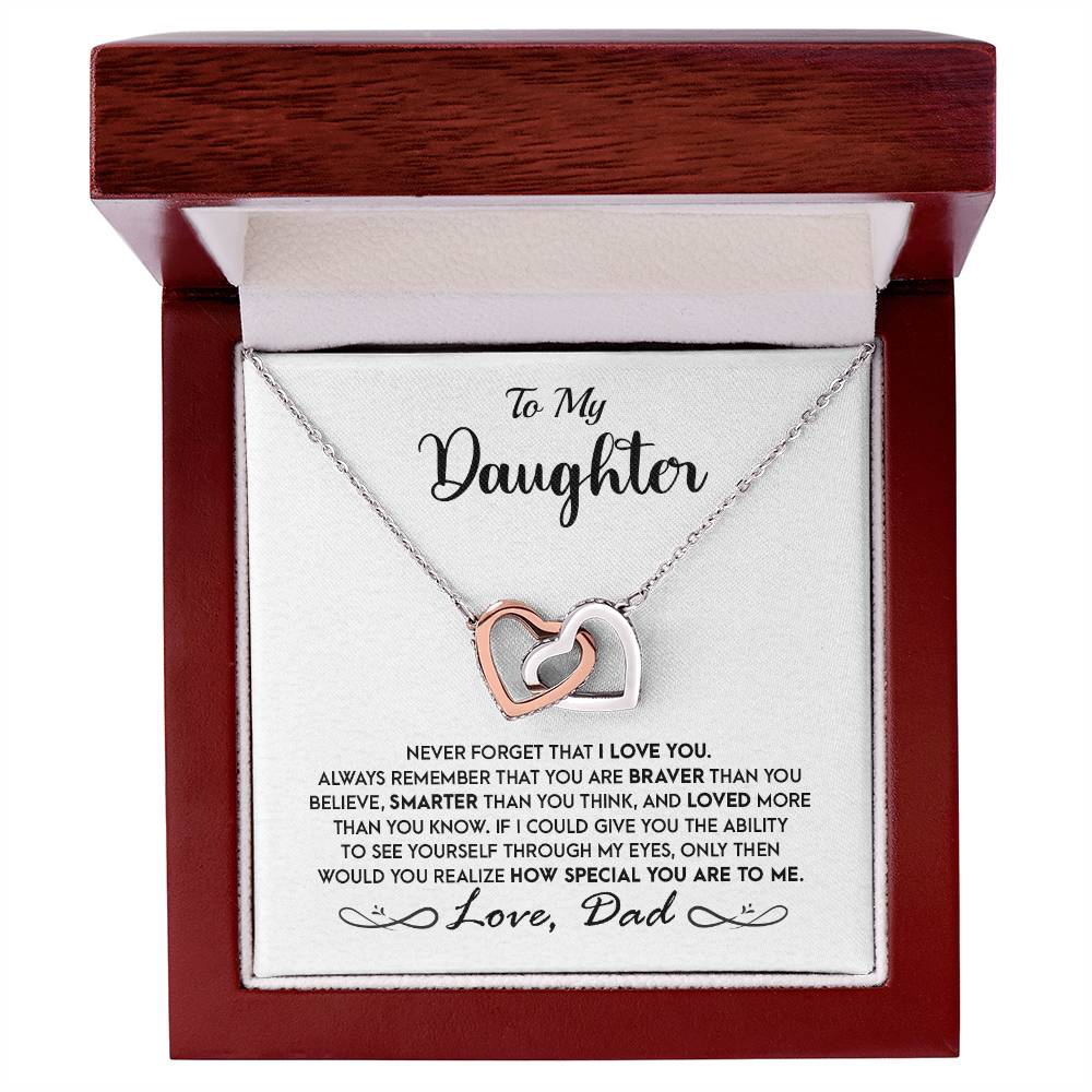 To My Daughter - Never Forget That I Love You - Interlocking Hears Necklace Interlocking Hearts Necklace