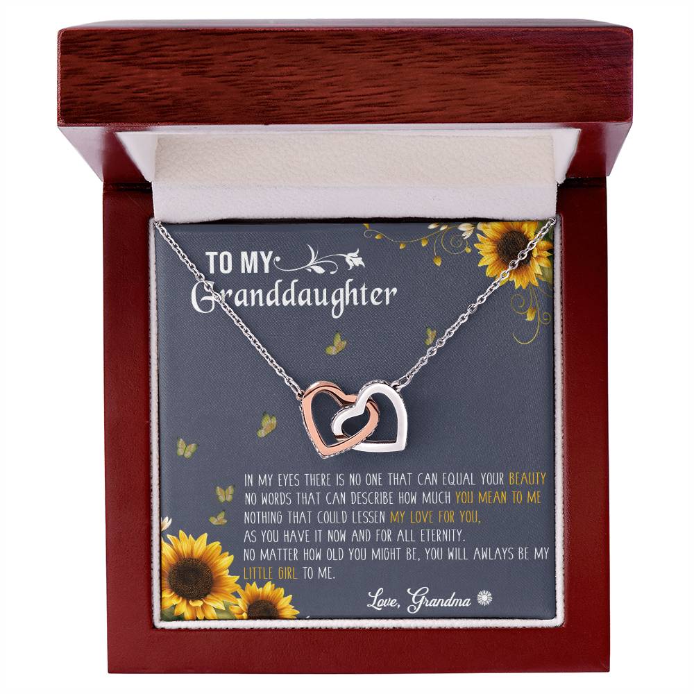 To My Granddaughter Interlocking Hearts Necklace Message Card