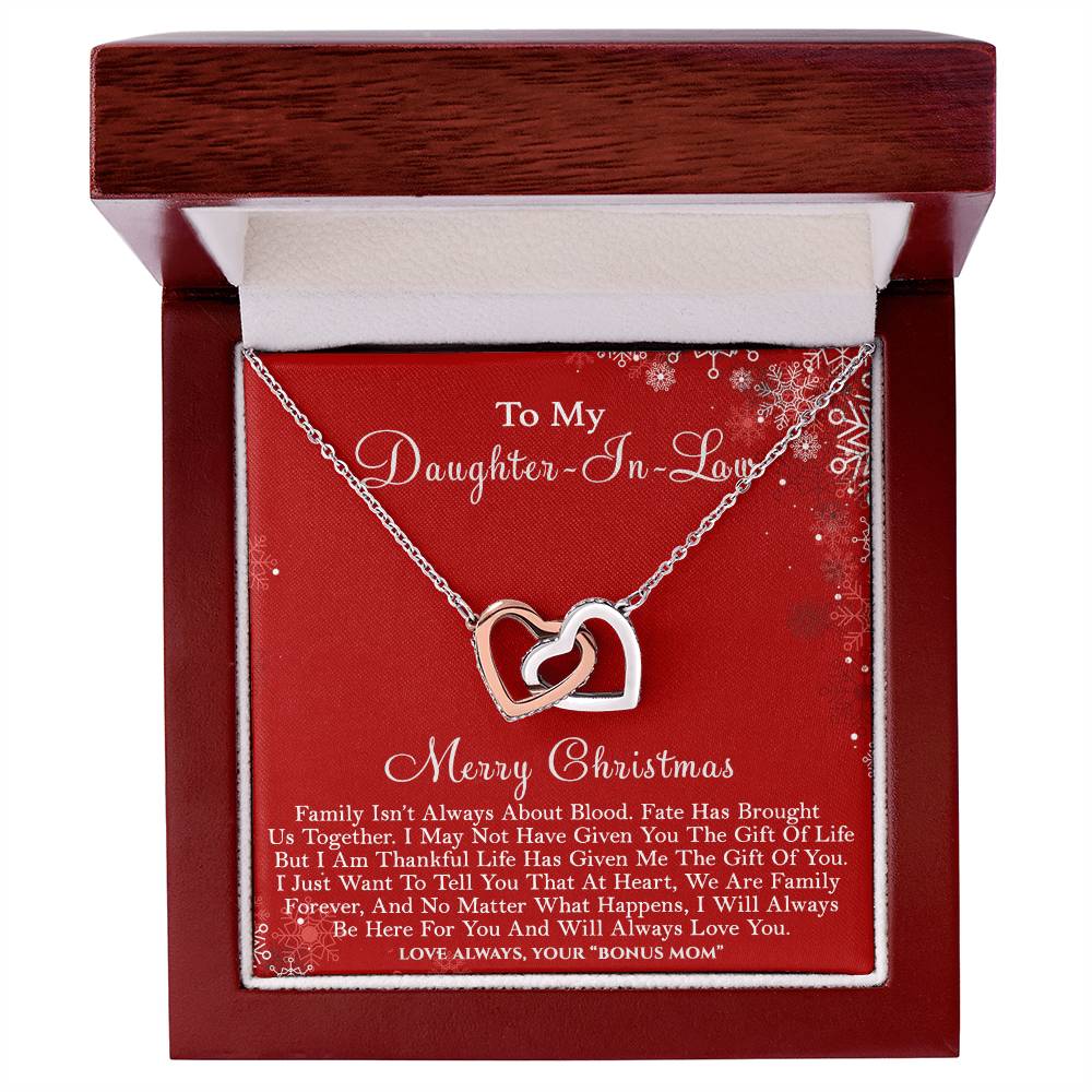 To My Daughter-In-Law Merry Christmas - Life Has Given Me The Gift Of You - Hearts Necklace Interlocking Hearts Necklace