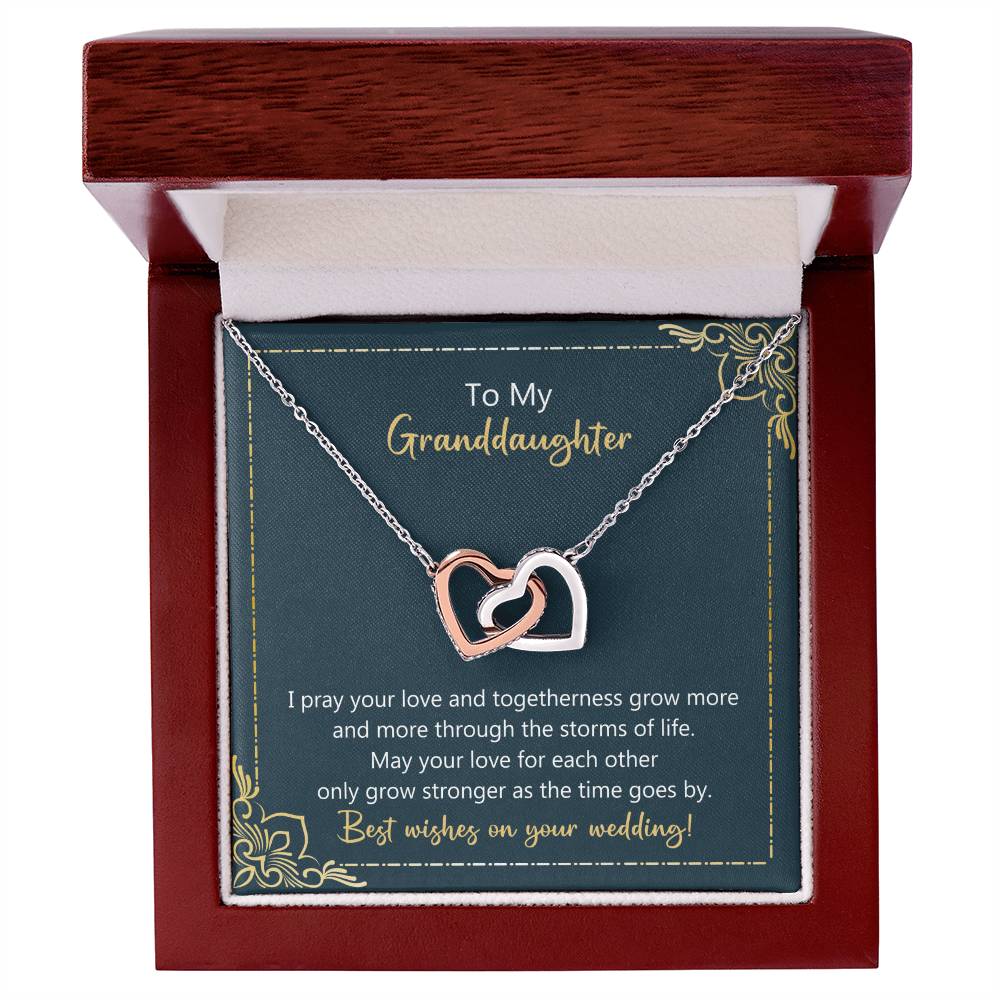 To My Granddaughter May Your Love Grow Stronger Necklace Interlocking Hearts Necklace