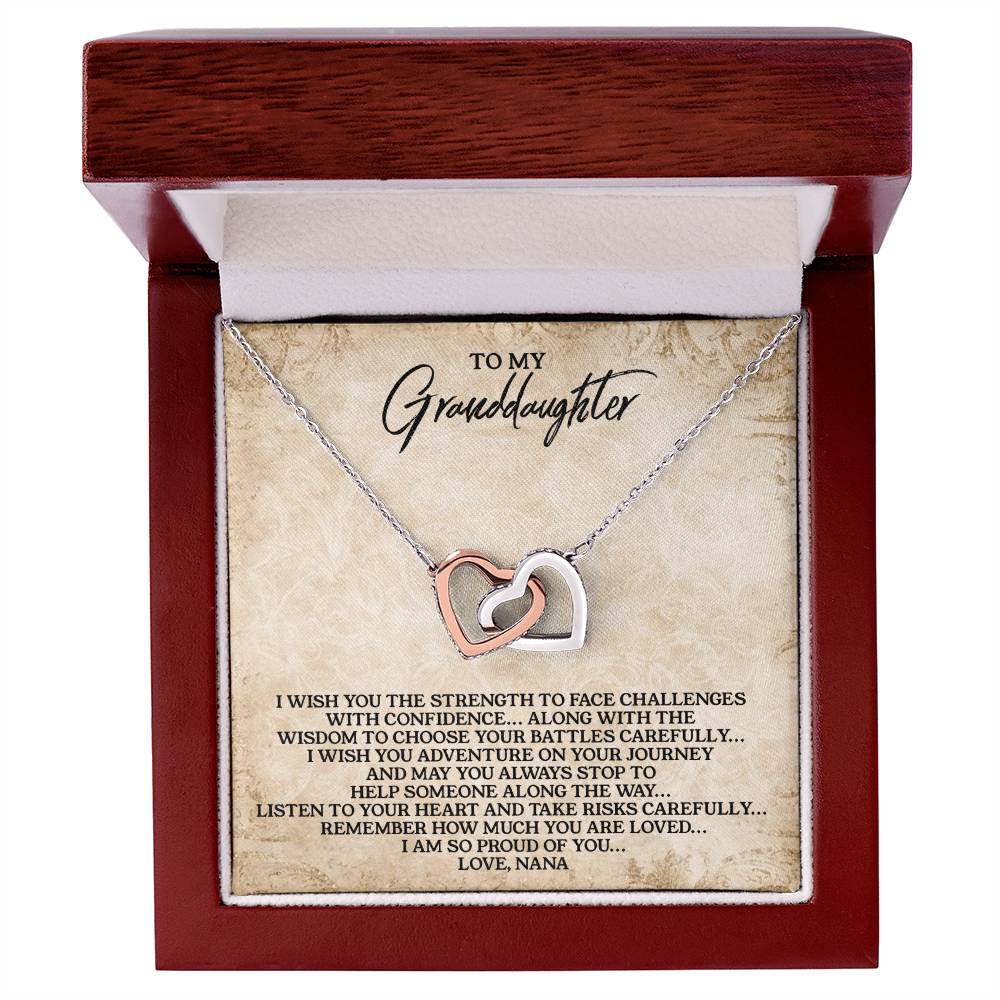To My Granddaughter - Love Nana - Alluring Beauty Necklace Interlocking Hearts Necklace