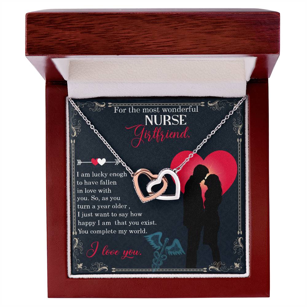 For The Most Wonderful Nurse Girlfriend - Interlocking Heart Necklace Interlocking Hearts Necklace