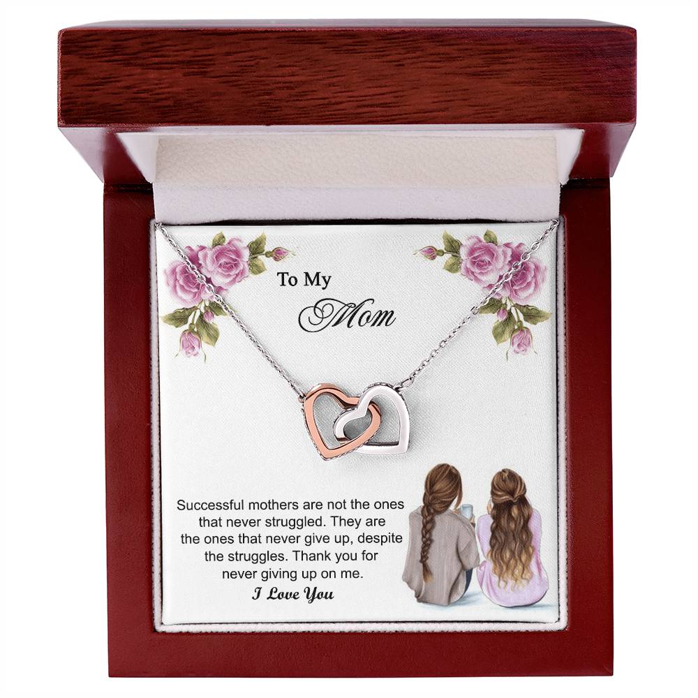 Thank You For Never Giving Up On Me Mother Gift - Necklace Interlocking Hearts Necklace