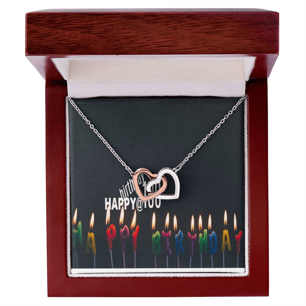 Happy 100 Years Old Birthdayike Mens Production Interlocking Hearts Necklace