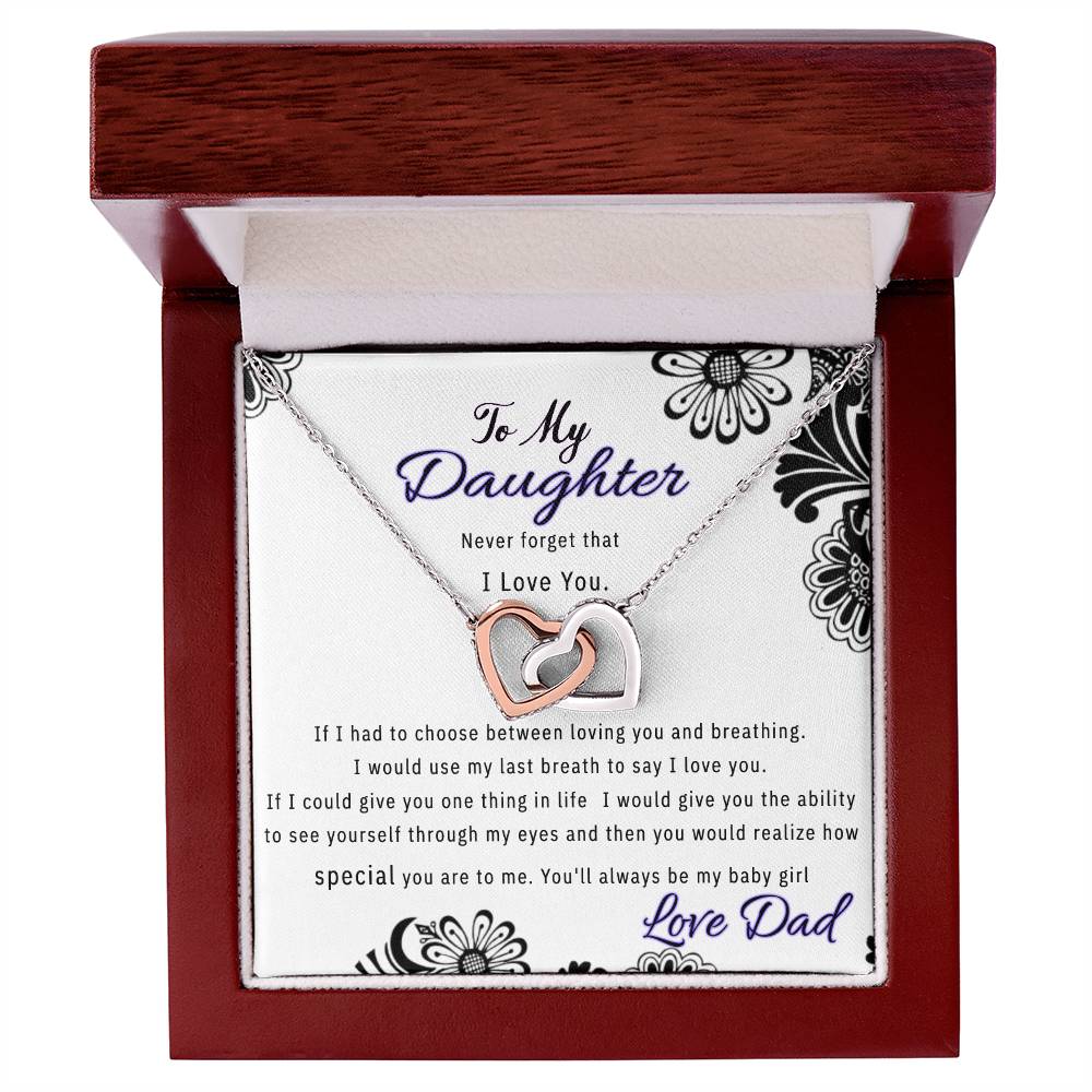 Saleto My Daughter Never Forget I Love You Necklace Interlocking Hearts Necklace