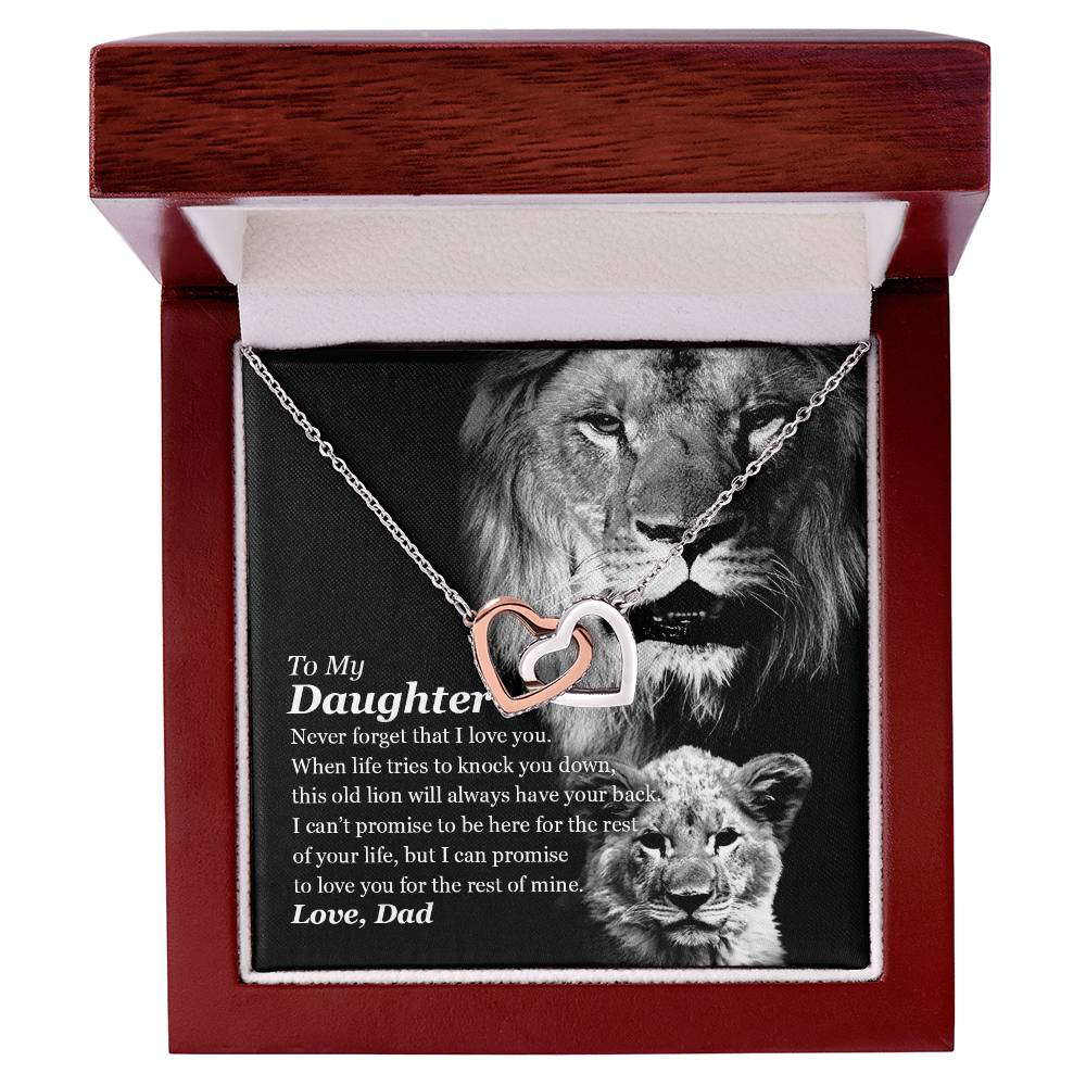 Selling Out Fast To My Daughter - This Old Lion Will Always Have Your Back Interlocking Hearts Necklace