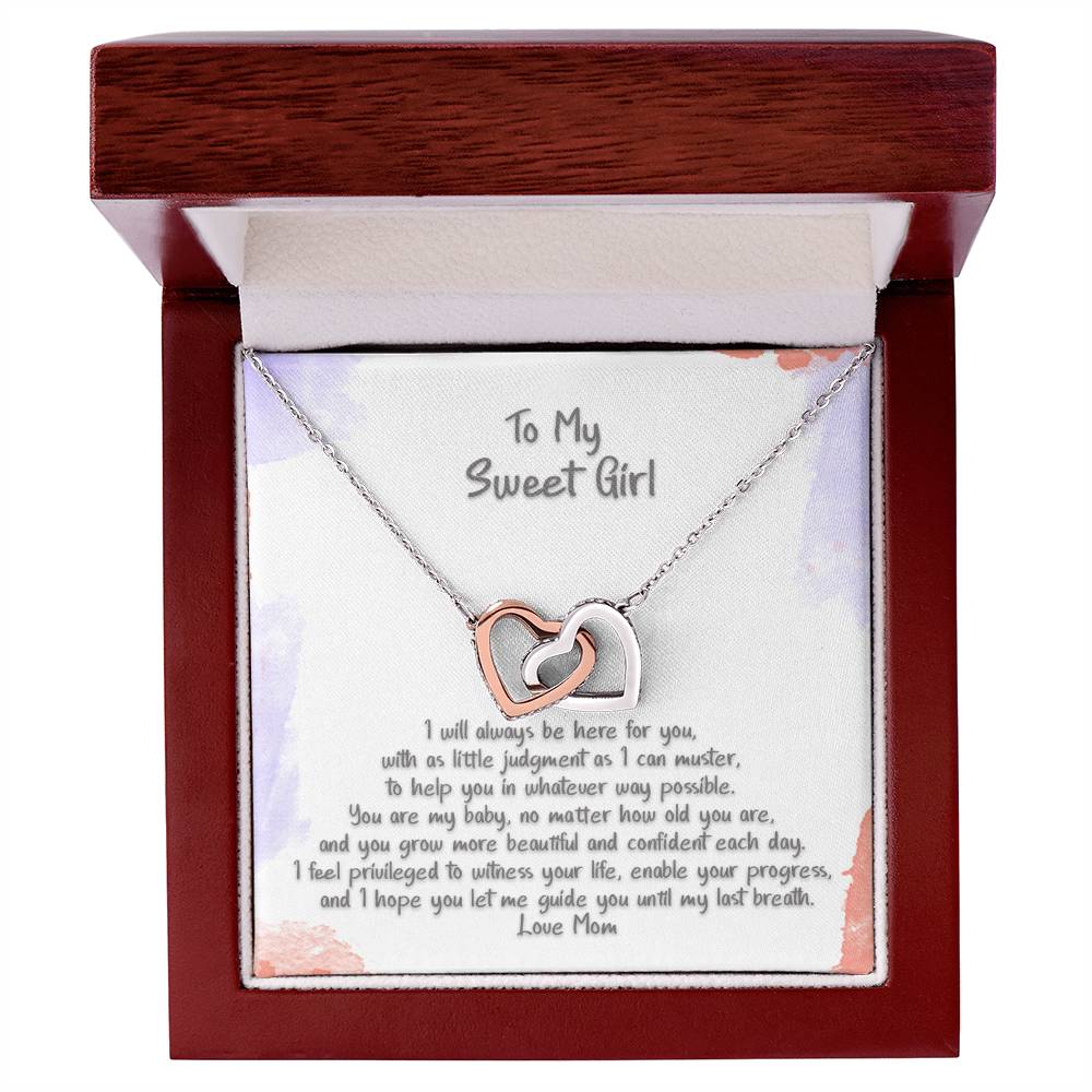Daughter Sweet Girl You Are My Baby Hearts Locked Forever Necklace Interlocking Hearts Necklace
