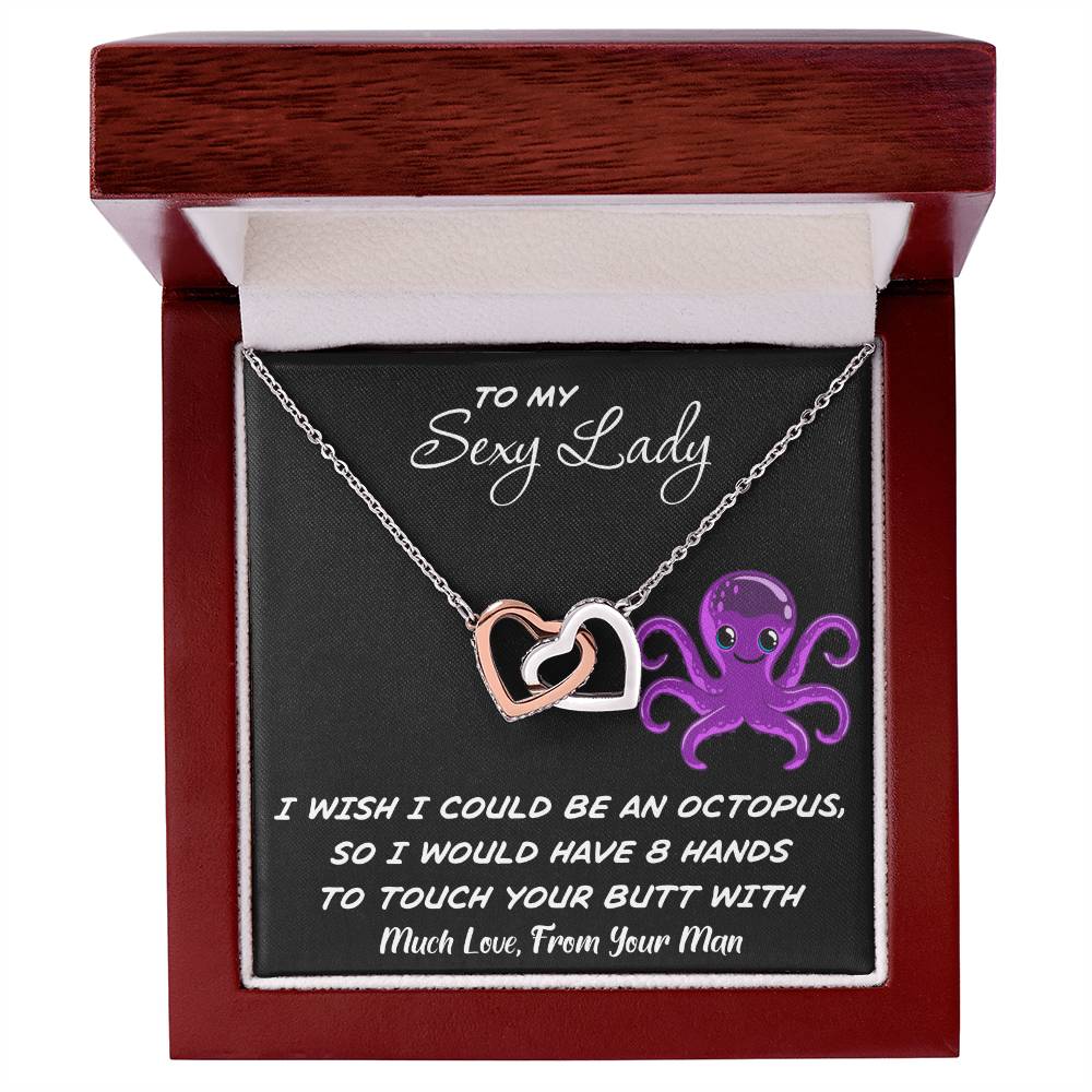 To My Sexy Lady - I Wish I Had 8 Hands - Love Necklace Interlocking Hearts Necklace