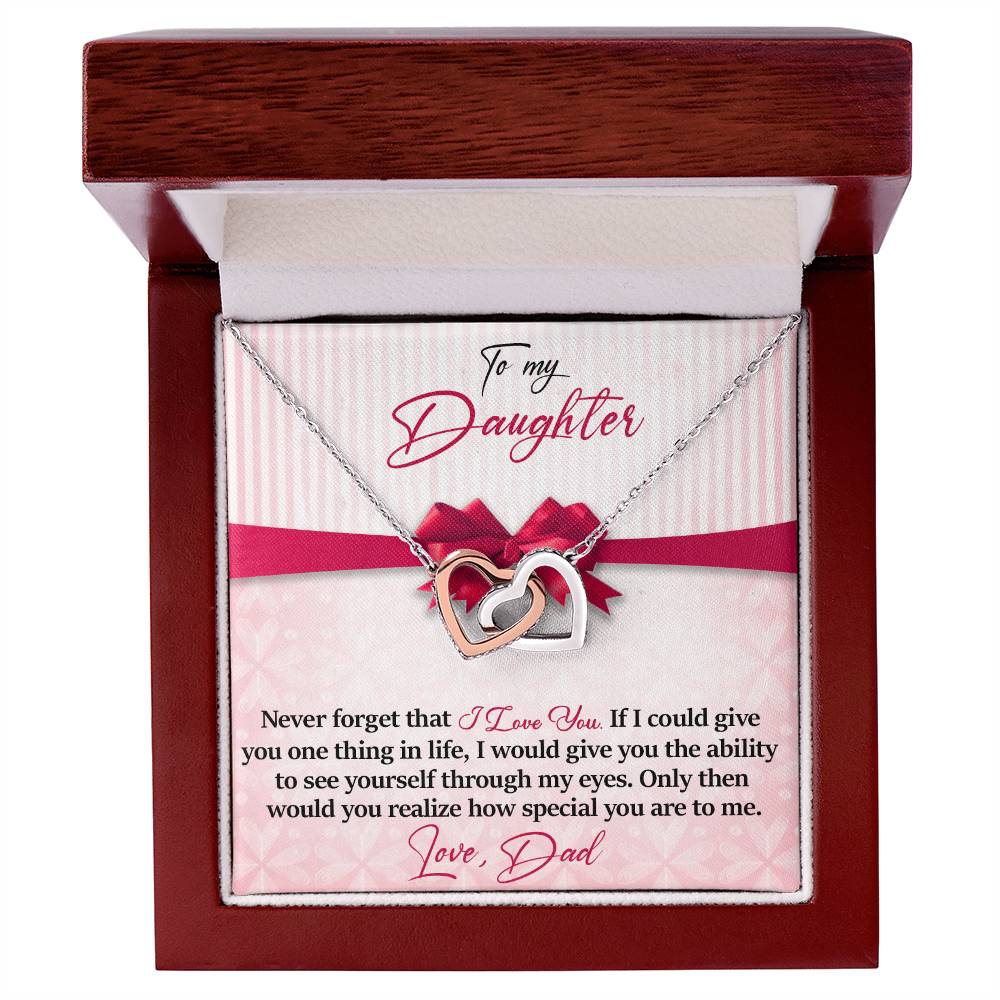 To My Daughter - I Love You - Love Dad Interlocking Hearts Necklace