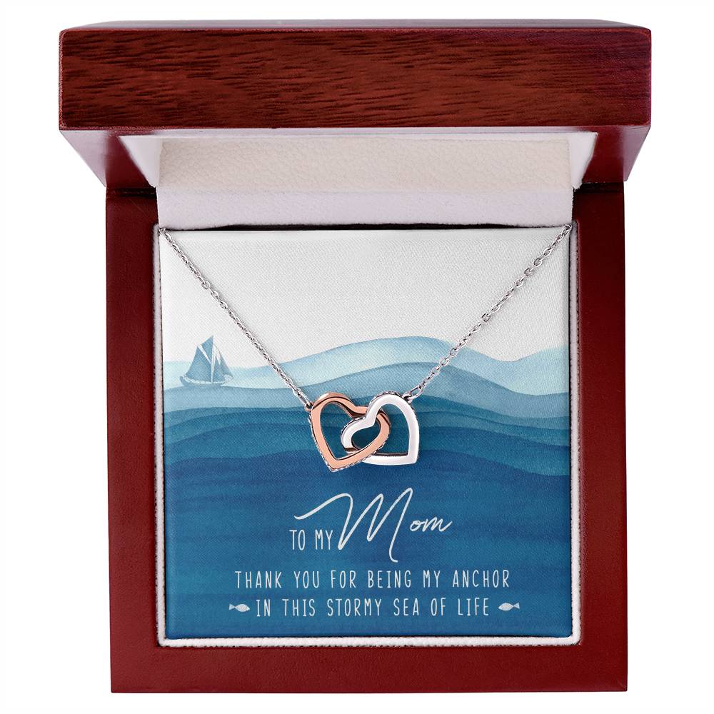To My Mom Interlocking Hearts Necklace Message Card