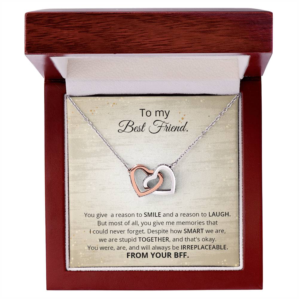 Best Friend - Reason To Smile Necklace Interlocking Hearts Necklace