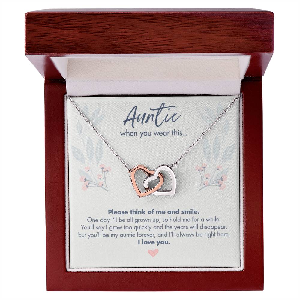Gift From Baby Or Toddler To Aunt - Auntie When You Wear This Necklace Interlocking Hearts Necklace