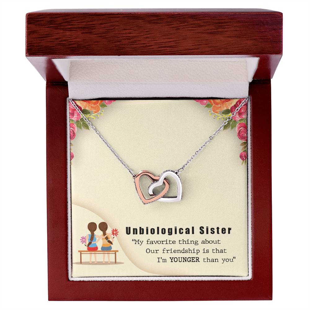 Unbiologocal Sister Interlocking Hearts Necklace