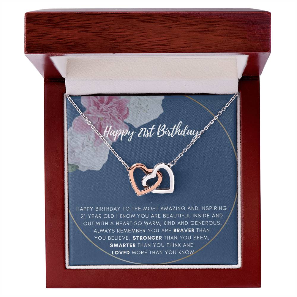 21St Birthday Gift Rose Gold And White Gold Interlocking Hearts Interlocking Hearts Necklace