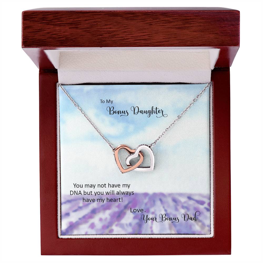 Bonus Daughter From Bonus Dad No Dna But You Have My Heart Interlocking Hearts Necklace