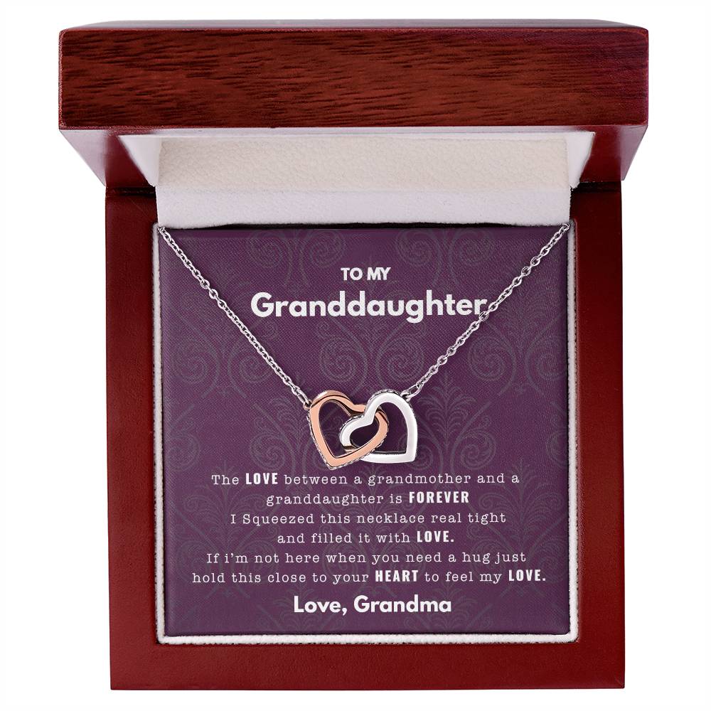To My Granddaughter - Filled With Love - Necklace Interlocking Hearts Necklace