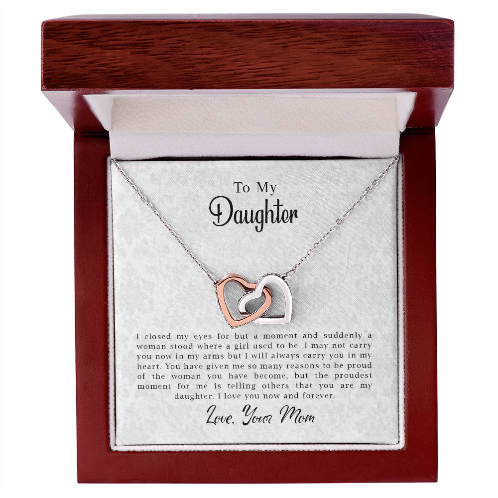 To My Daughter - Now & Forever - Necklace Interlocking Hearts Necklace