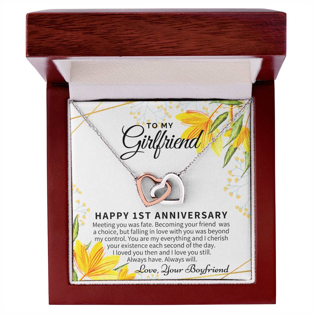 1St Anniversary Gift For Girlfriend Personalized Anniversary Gift One Year Anniversary Gifts 1 Year Anniversary Gift For Girlfriend Interlocking Hearts Necklace