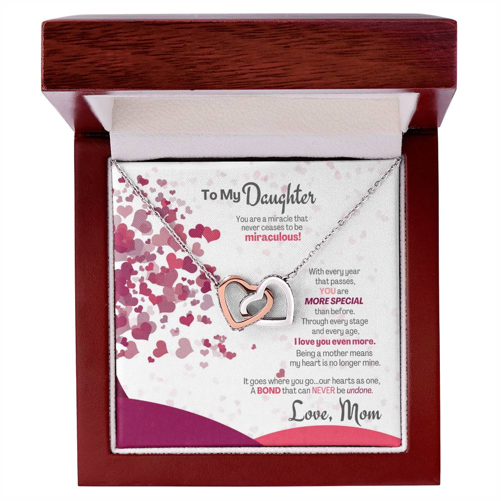 A Bond That Can Never Be Undone - Interlocking Hearts Necklace Gift For Daughter From Mom