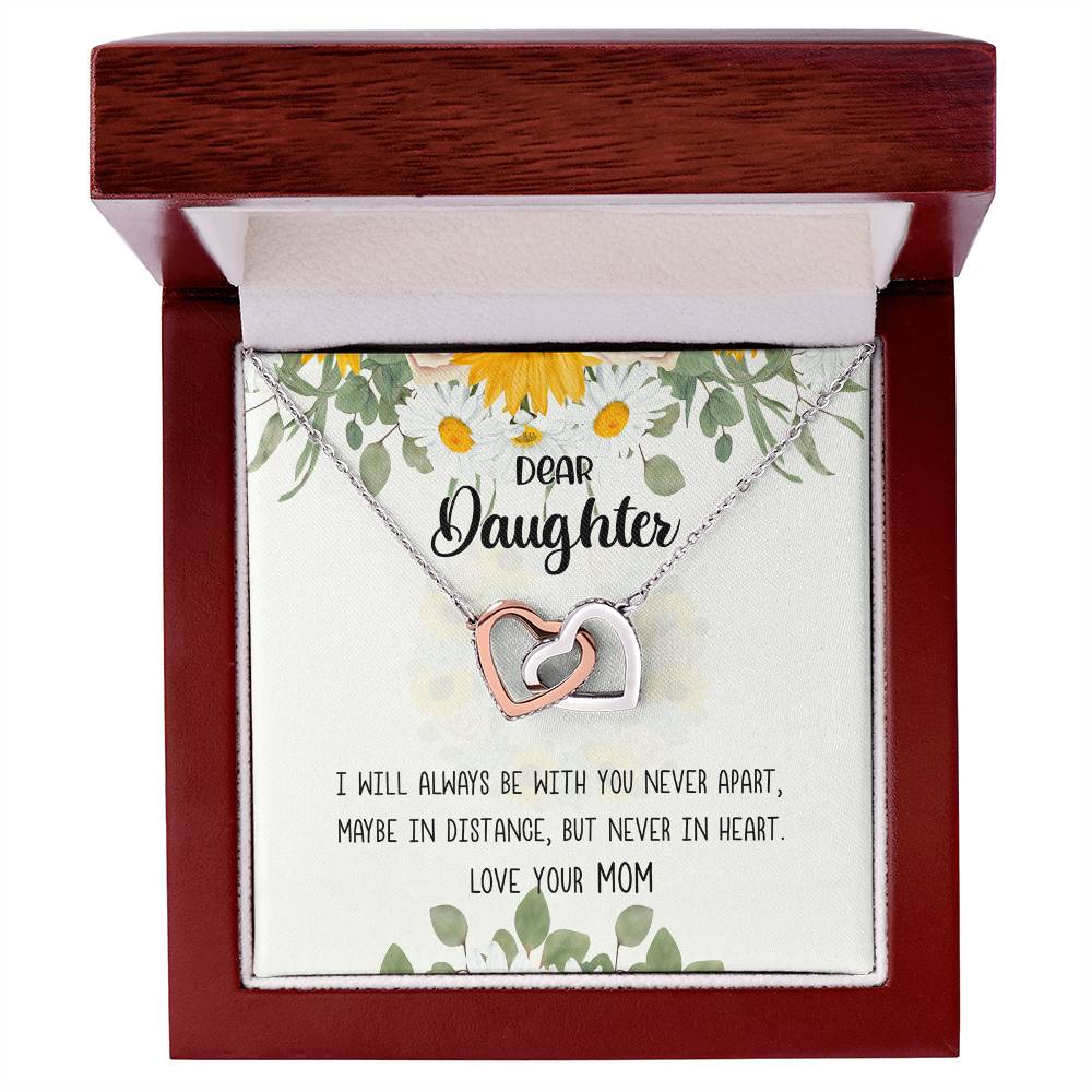 Dear Daughter - Gift From Mom Birthday Wish For Daughter Interlocking Hearts Necklace