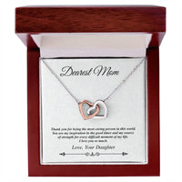 'Dearest Mom' Linked Hearts Necklace - The Most Caring Person In This World Interlocking Hearts Necklace