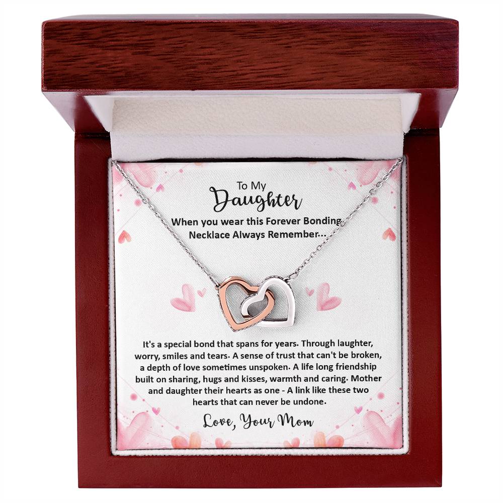 Forever Bonding Necklace - To My Daughter Interlocking Hearts Necklace