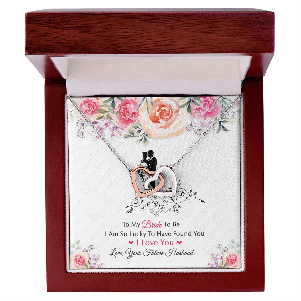 To My Bride To Be . Interlocking Hearts White Silhouette Design Interlocking Hearts Necklace