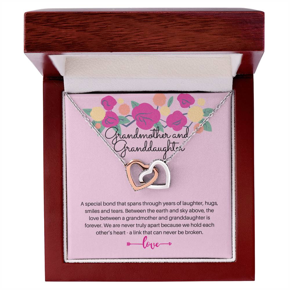 Grandmother And Granddaughter - A Special Bond So Strong It Cannot Be Broken Interlocking Hearts Necklace