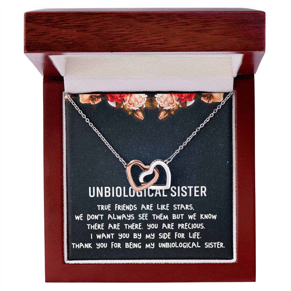Unbiological Sister Necklace Soul Sister Best Friend Gift Step Sister Gift Interlocking Hearts Necklace