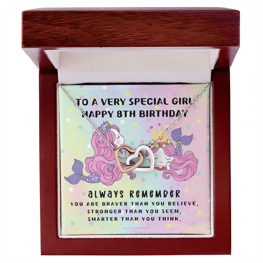 8Th Birthday Gift 8Th Birthday Necklace Gift Happy 8Th Birthday Gift Gift For 8 Year Birthday Girl Interlocking Hearts Necklace