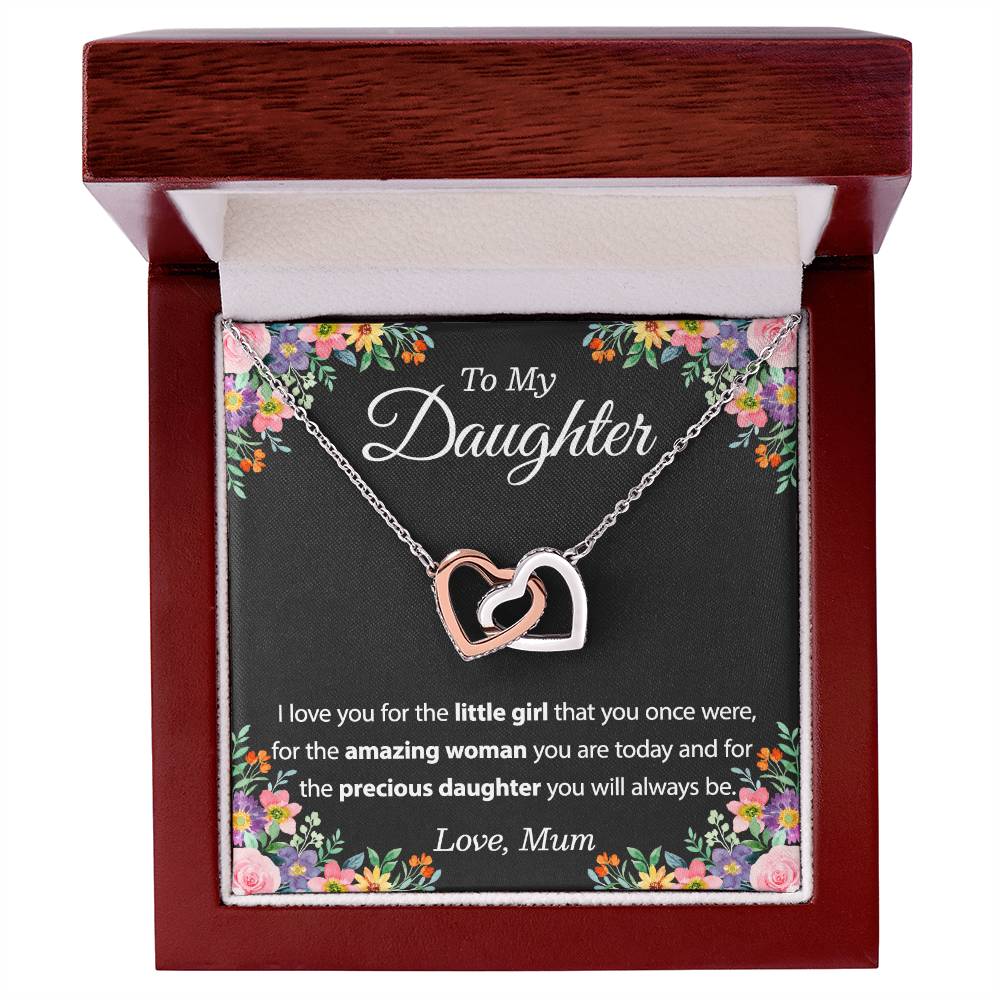 To My Daughter Necklace From Mum - To My Daughter Necklace From Dad Interlocking Hearts Necklace