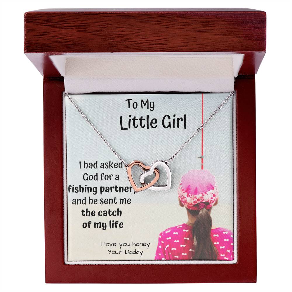 To My Little Girl Interlocking Heart Necklace With Message Card Interlocking Hearts Necklace