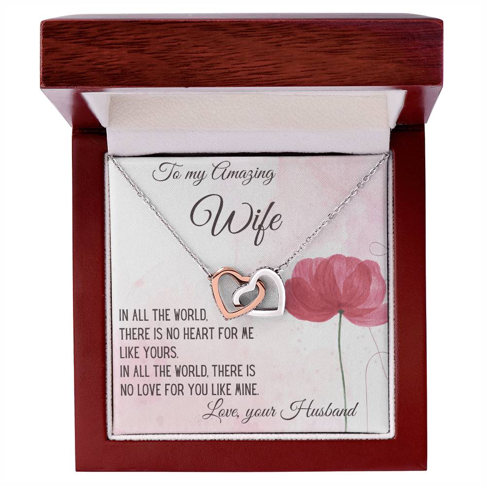 Gift For Wife There Is No Heart For Me Like Yours Interlocking Hearts Necklace