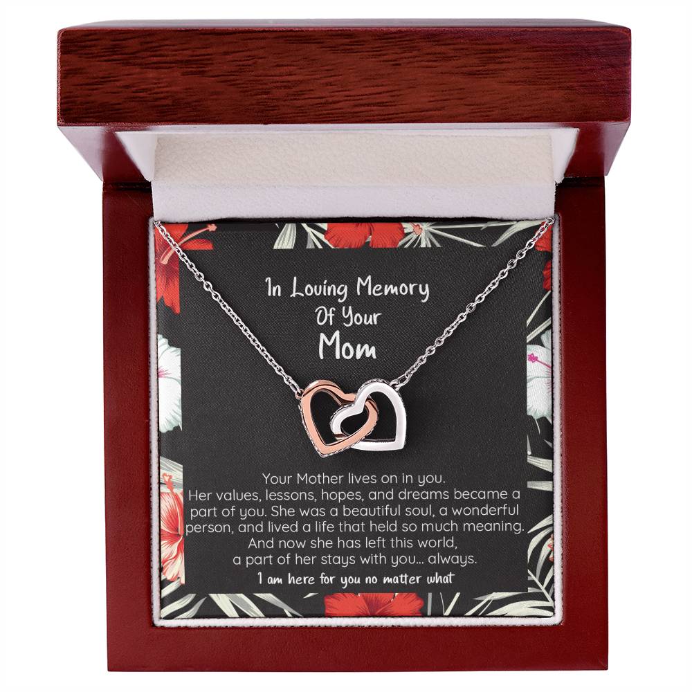 Loving Memory Of Your Mom - Sympathy Heart Necklace Interlocking Hearts Necklace