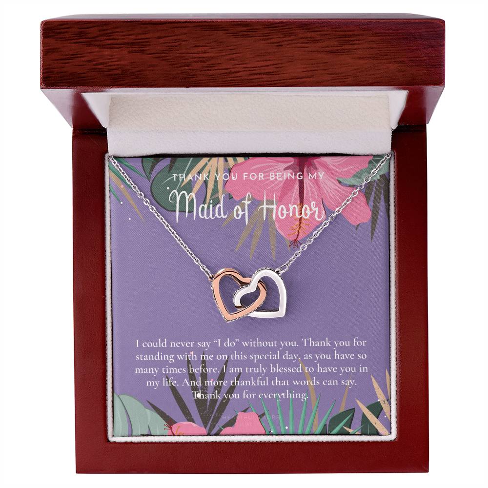 Maid Of Honor Thank You Gift From Bride Bridesmaid Gift Maid Of Honor Gift Necklace Matron Of Honor Gift Thank You Gift From Bride Interlocking Hearts Necklace